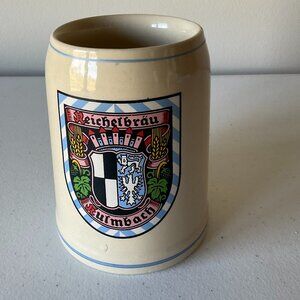 Vintage Reichelbrau Kulmbach Glazed Stoneware Beer Mug. Made in West Germany